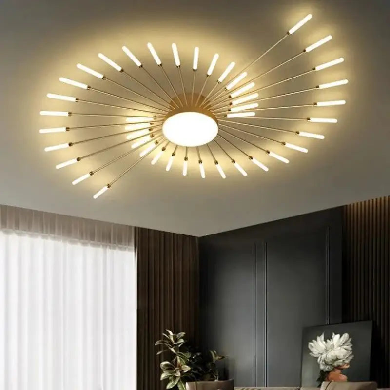 Plafondlamp Zon Design LED Aluminium Goud Zwart 128cm Modern | Restfield